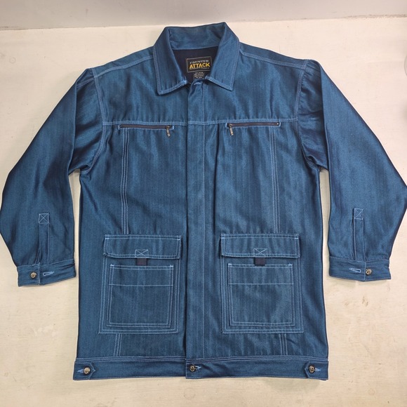Counter Attack Other - Vintage Counter Attack Denim Jacket Metallic Blue Streetwear Men's XL Rare EUC